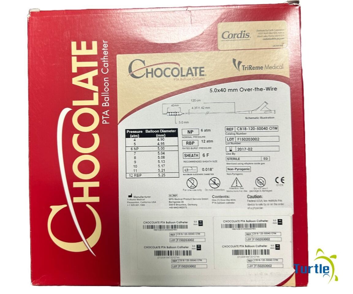 Cordis TriReme Medical CHOCOLATE PTA Balloon Catheter 5.0x40 mm Over-the-Wire REF CB18-120-50040 OTW EXPIRED