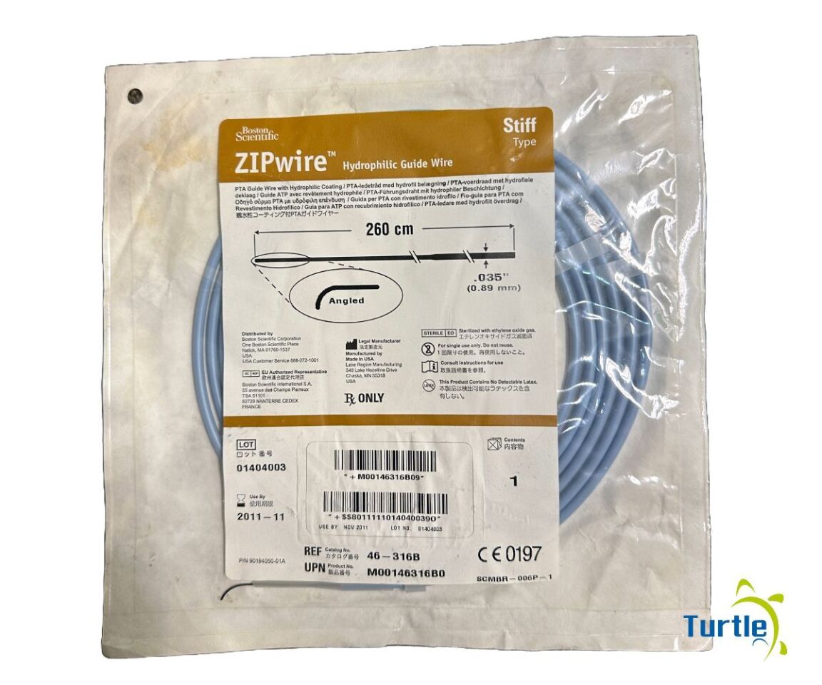 Boston Scientific ZIPwire Hydrophilic Guide Wire Stiff Type Angled 260 cm .035in REF 46-316B EXPIRED