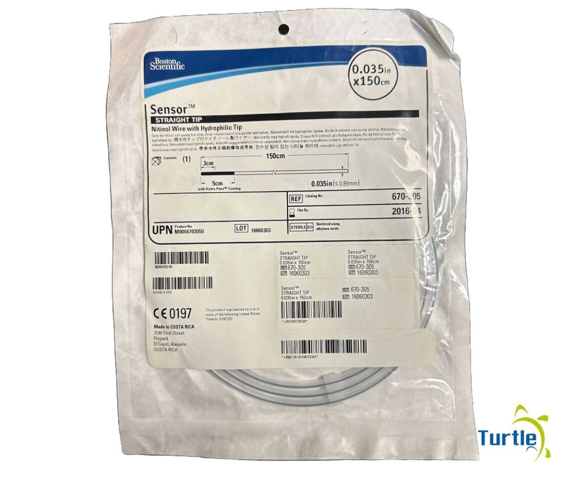 Boston Scientific Sensor STRAIGHT TIP Nitinol Wire with Hydrophilic Tip 0.035in x 150cm REF 670-305 EXPIRED