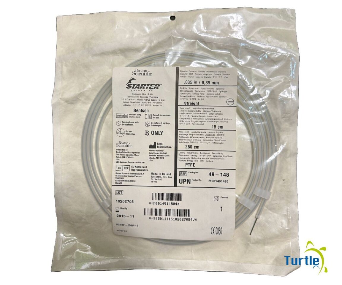Boston Scientific STARTER GUIDEWIRE Bentson .035 in / 0.89 mm Straight 15 cm 260 cm PTFE REF 49-148 EXPIRED