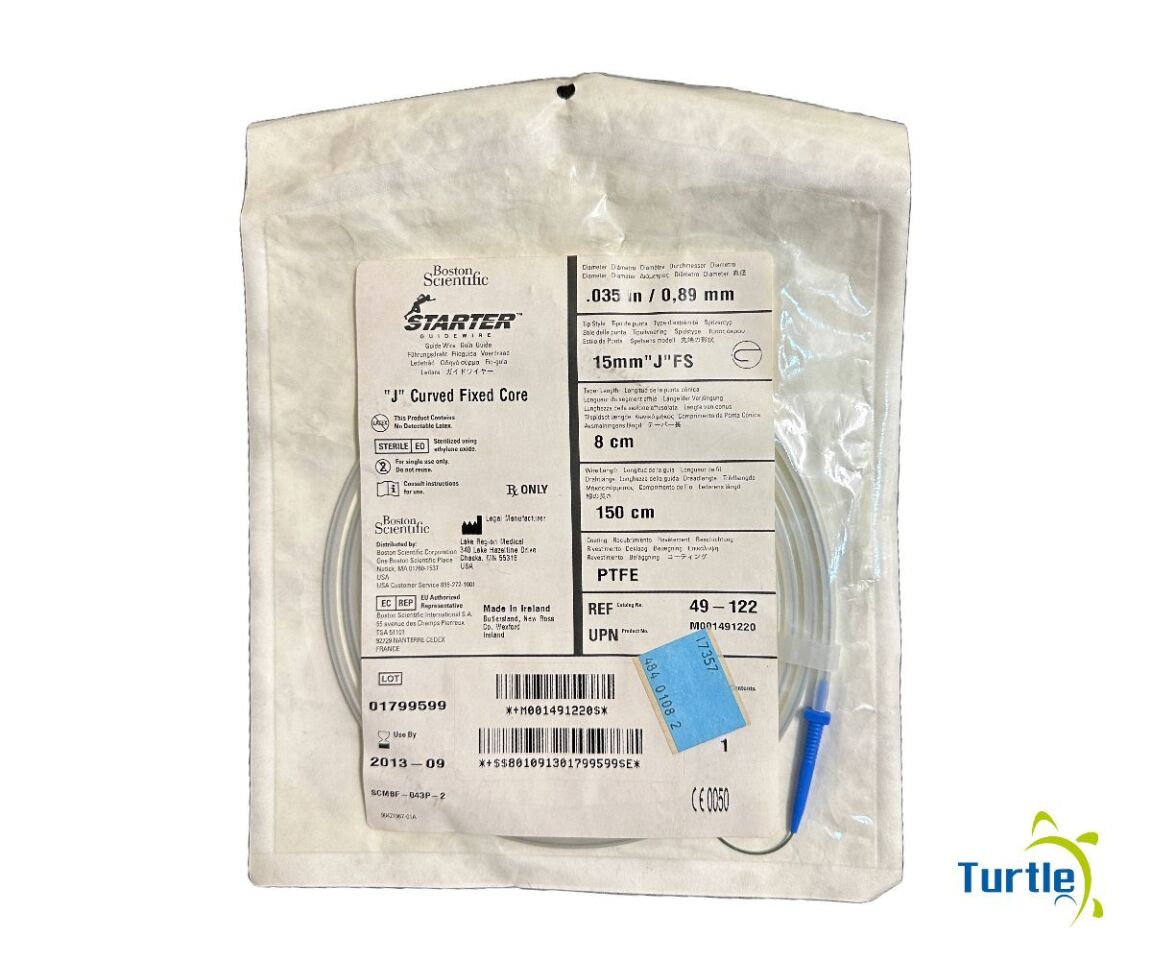 Boston Scientific STARTER GUIDEWIRE "J" Curved Fixed Core .035 in / 0.89 mm 15mm "J"FS 8 cm 150 cm PTFE REF 49 - 122 EXPIRED