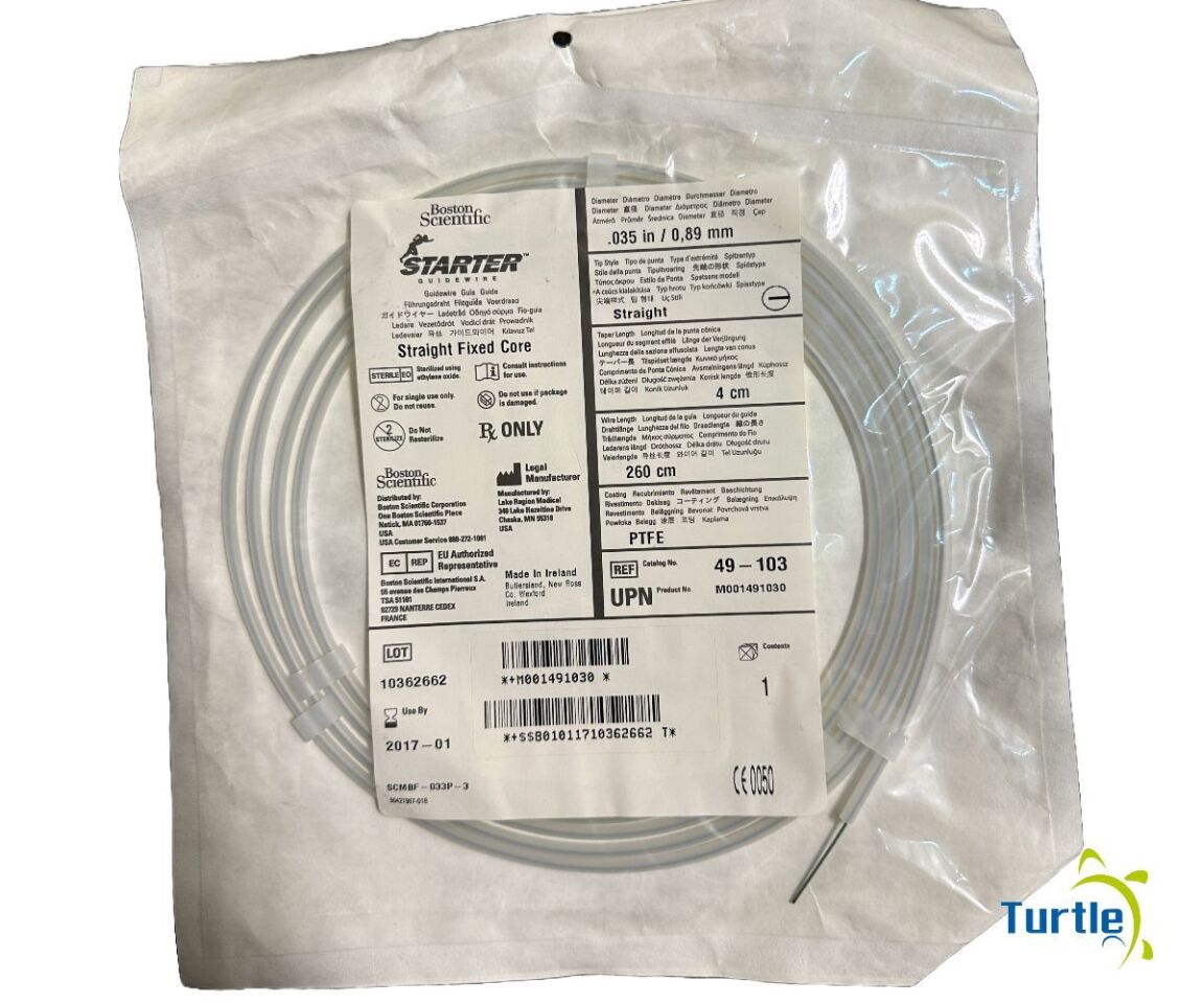 Boston Scientific STARTER GUIDEWIRE Straight Fixed Core .035 in / 0.89 mm Straight 4 cm 260 cm PTFE REF 49 - 103 EXPIRED