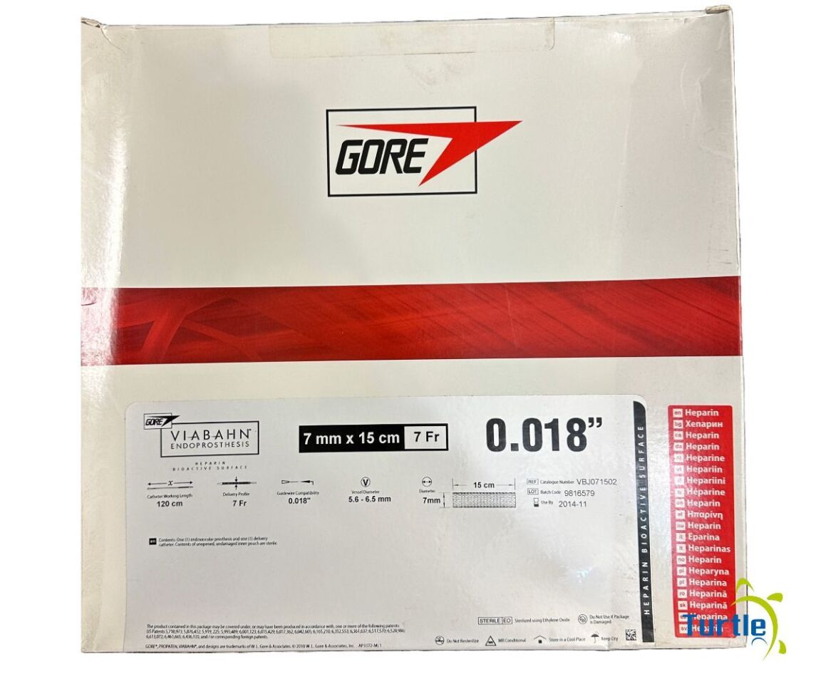 GORE VIABAHN ENDOPROSTHESIS HEPARIN BIOACTIVE SURFACE 7 mm x 15 cm 7Fr 0.018in 120 cm REF VBJ071502 EXPIRED