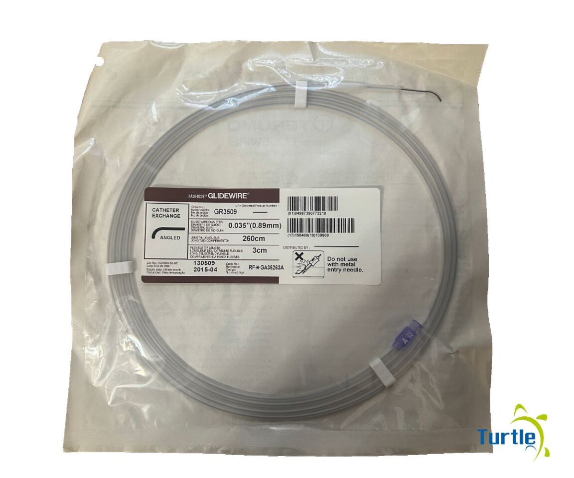 RADIFOCUS GLIDEWIRE CATHETER EXCHANGE ANGLED 0.035in(0.89mm) 260cm 3cm REF GR3509 EXPIRED