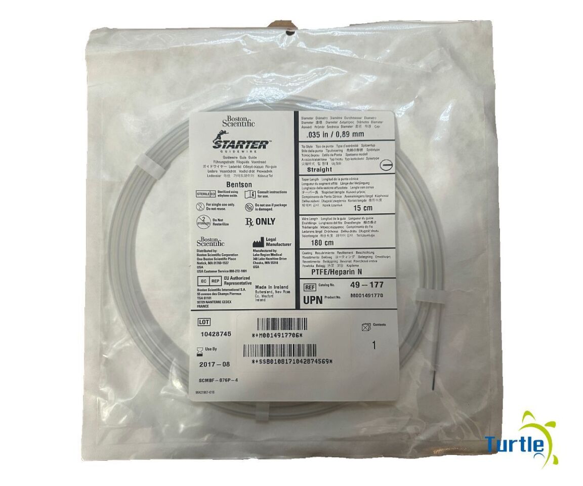 Boston Scientific STARTER Guidewire Bentson 035 in / 0.89 mm Straight 15 cm 180 cm PTFE/Heparin N REF 40 - 177 EXPIRED
