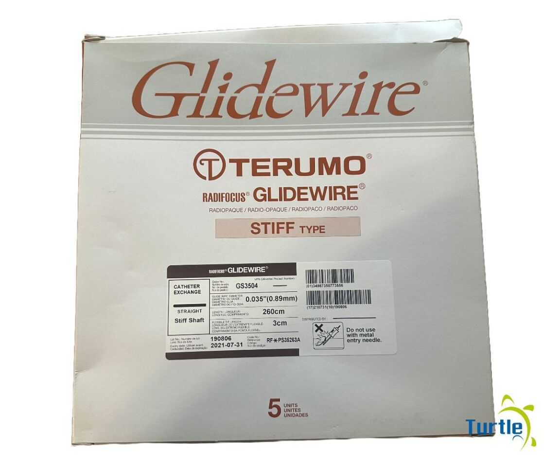 TERUMO RADIFOCUS GLIDEWIRE STIFF CATHETER EXCHANGE STRAIGHT Stiff Shaft 0.035in(0.89mm) 260cm 3cm BOX OF 5 REF GS3504 EXPIRED