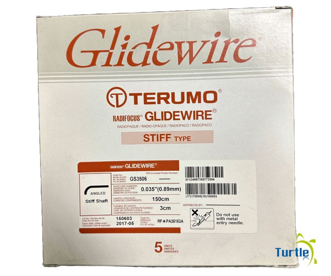 TERUMO RADIFOCUS Glidewire GUIDE WIRE STIFF TYPE ANGLED Stiff Shaft 0.035in(0.89mm) 150cm 3cm BOX OF 5 REF GS3506 EXPIRED