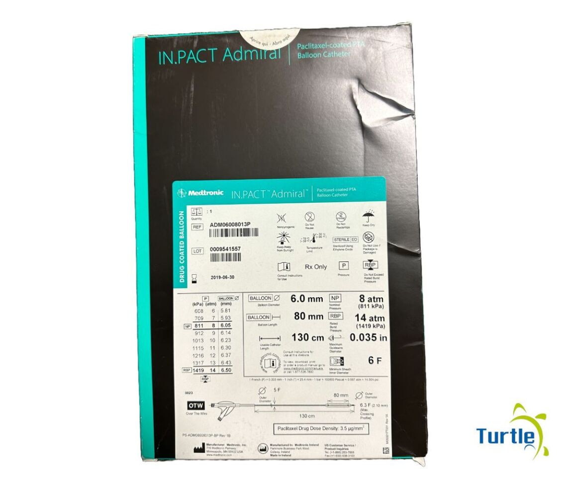 Medtronic IN.PACT Admiral Paclitaxel-coated PTA Balloon Catheter 6.0 mm 80 mm 130 cm REF ADM06008013P EXPIRED