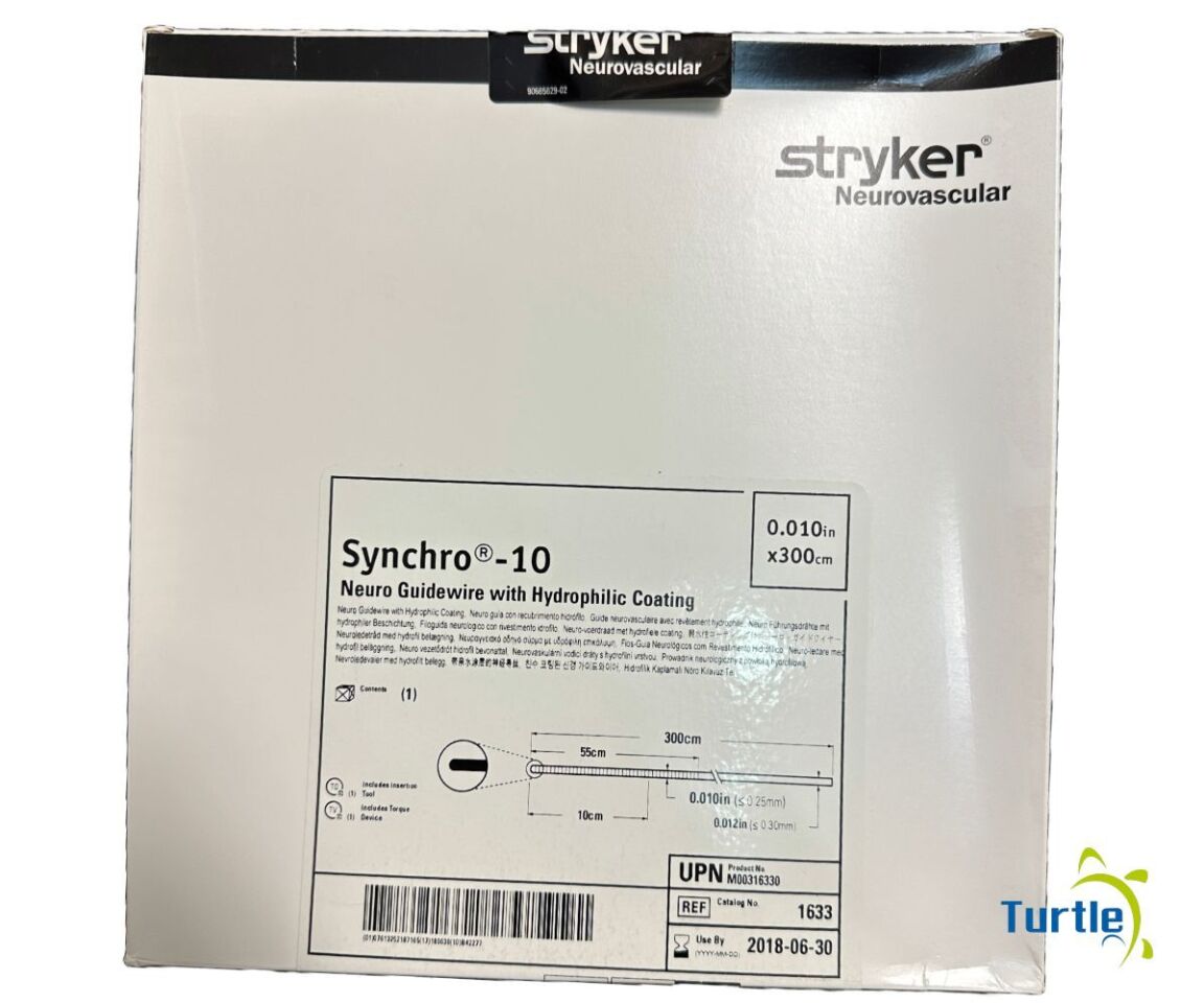 Stryker Neurovascular Synchro-10 Neuro Guidewire with Hydrophilic Coating 0.010in x 300cm REF 1633 EXPIRED