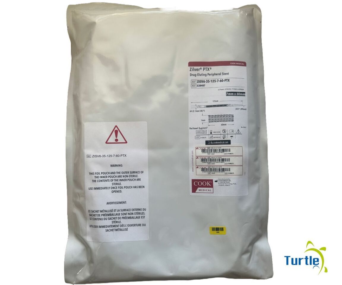 COOK MEDICAL Zilver PTX Drug-Eluting Peripheral Stent 7 mm x 60mm 125cm Paclitaxel REF ZISV6-35-125-7-60-PTX EXPIRED