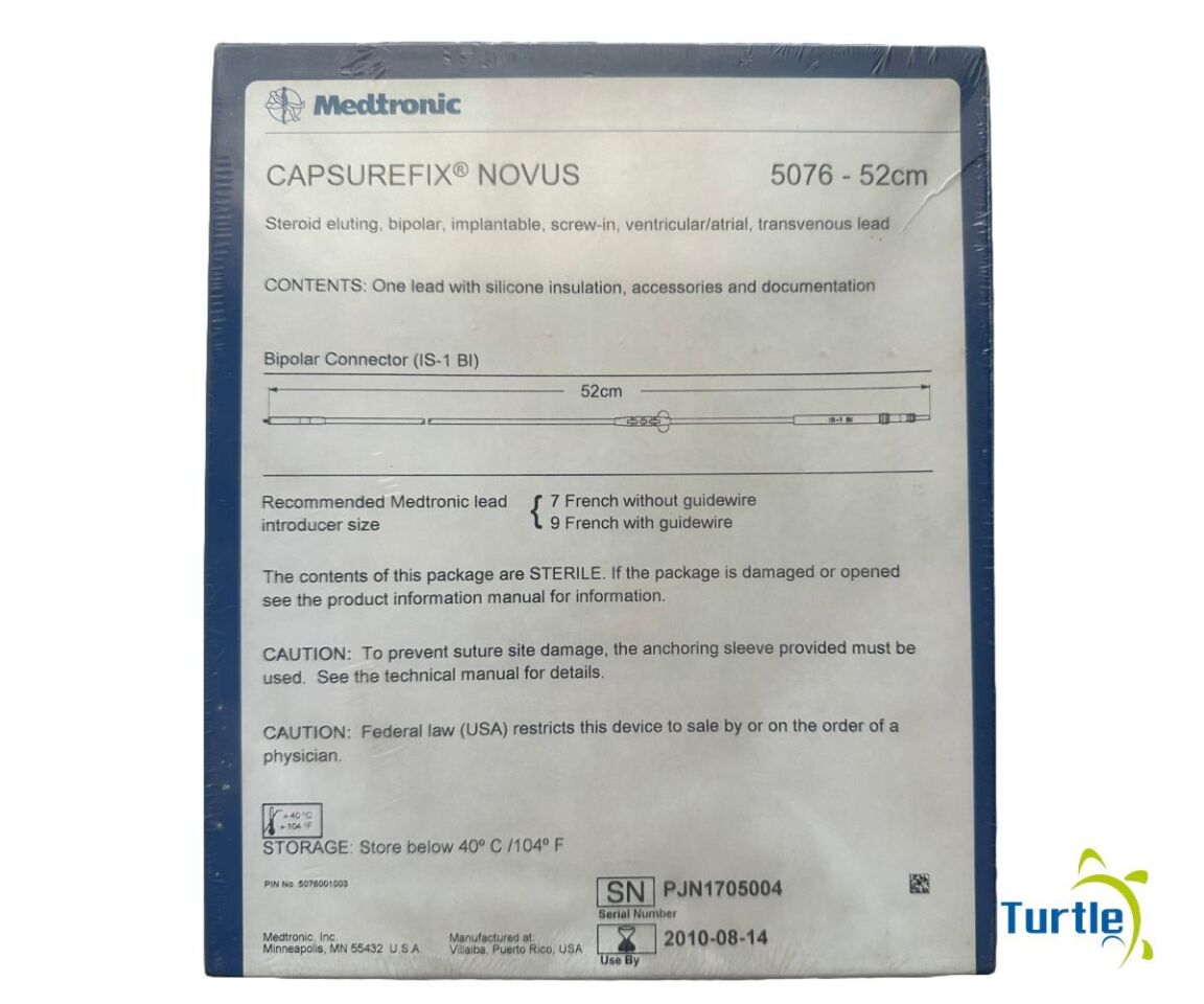 Medtronic CAPSUREFIX NOVUS Steroid luting, bipolar, implantable, screw-in, ventricular/atrial, transvenous 52cm REF 5076 EXPIRE