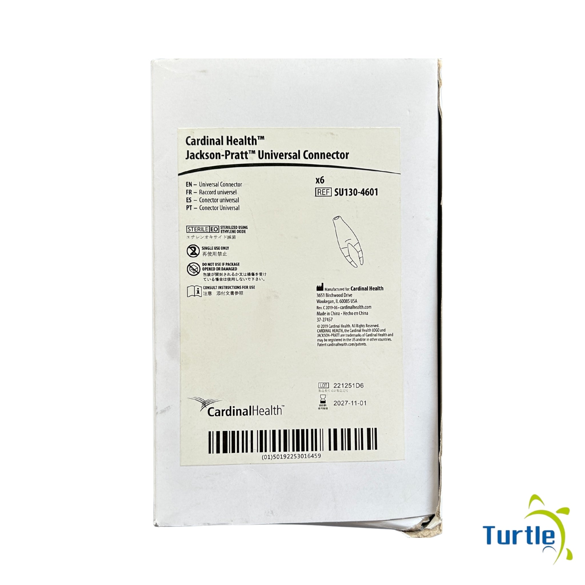 CardinalHealth Jackson-Pratt Universal Connector - box of 6 IN DATE - 2027-11-01