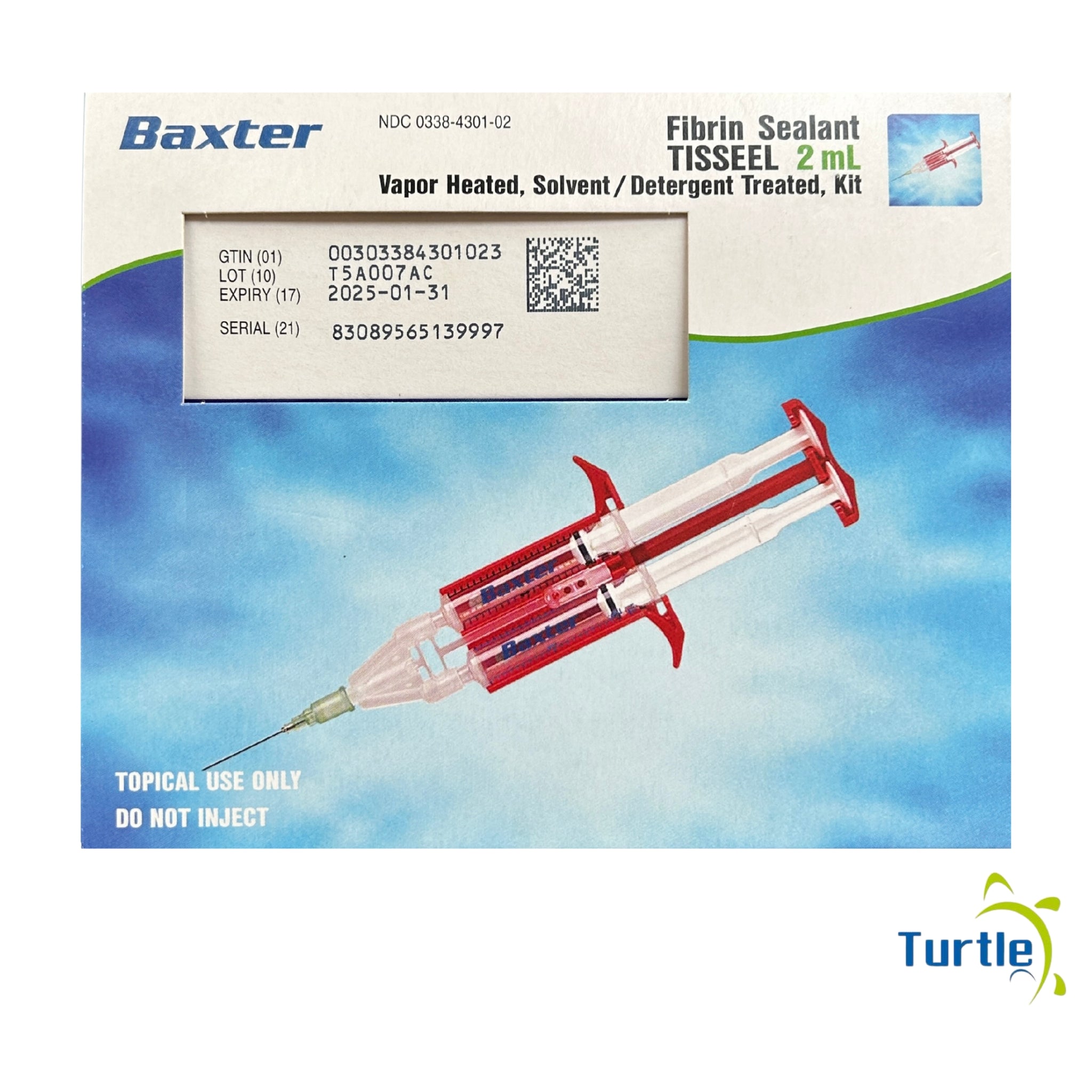 Baxter Fibrin Sealant TISSEEL 2mL - Vapor Heated, Solvent/Detergent Treated, Kit - 2025-01-31