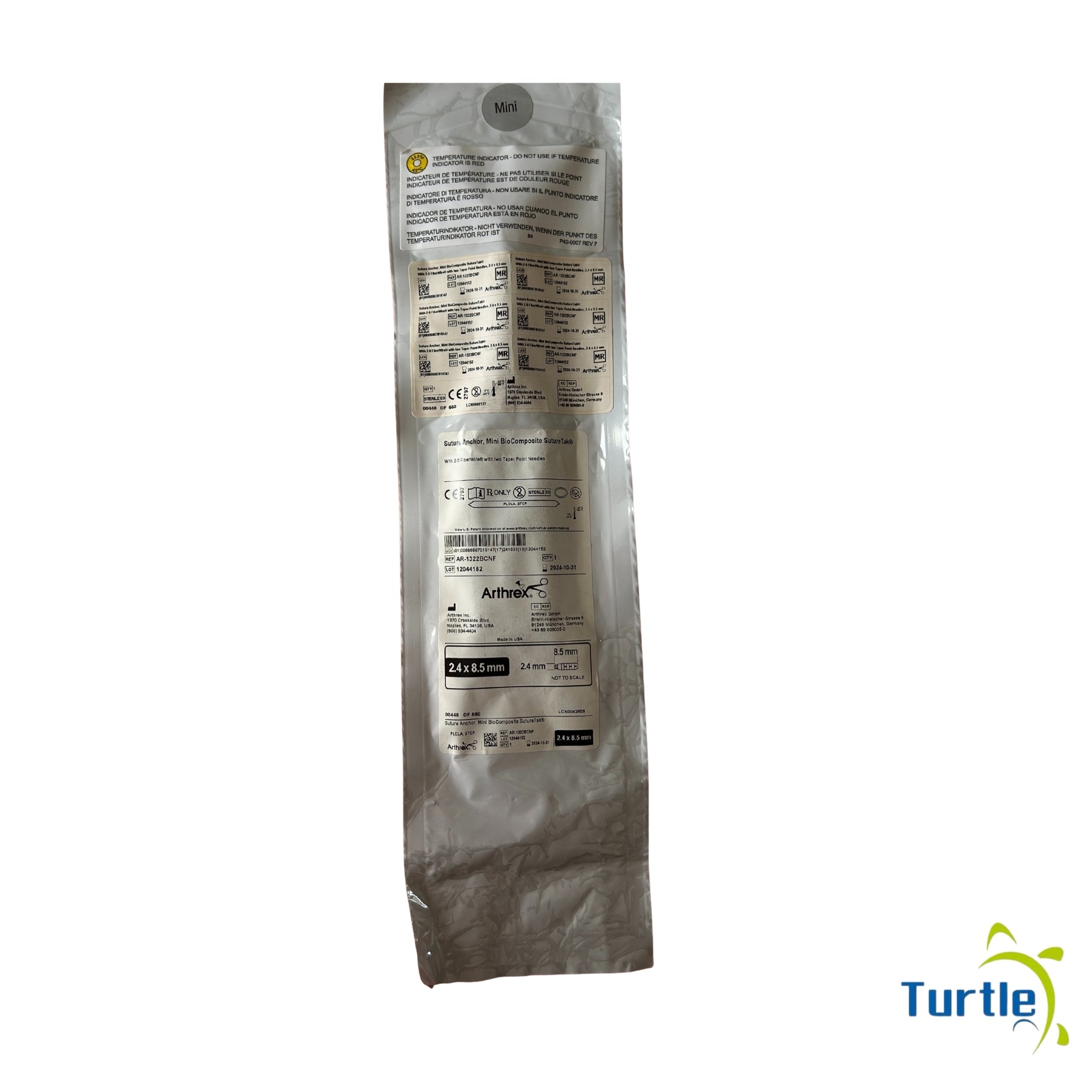 Mini Suture Anchor Mini BioComposite SutureTak - With 2-0 FiberWire with two Taper Point Needles - 2.4 x 8.5 mm - 2024-10-31