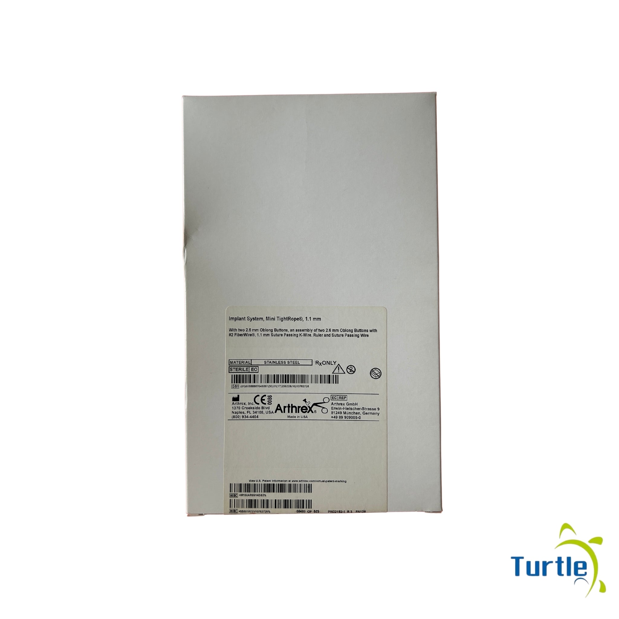 Arthrex Implant System - Mini TightRope - 1.1 mm -  With two 2.6 mm Obiong Buttons, an assembly of two 2.6mm Obiong Button with #2 FiberWire IN DATE - 2026-02-28