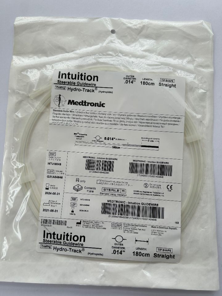 Medtronic Intuition Steerable Guidewire Coating Hydro-Track (Hydrophilic) Outer Diameter: .014 Length: 180cm Tip: Straight