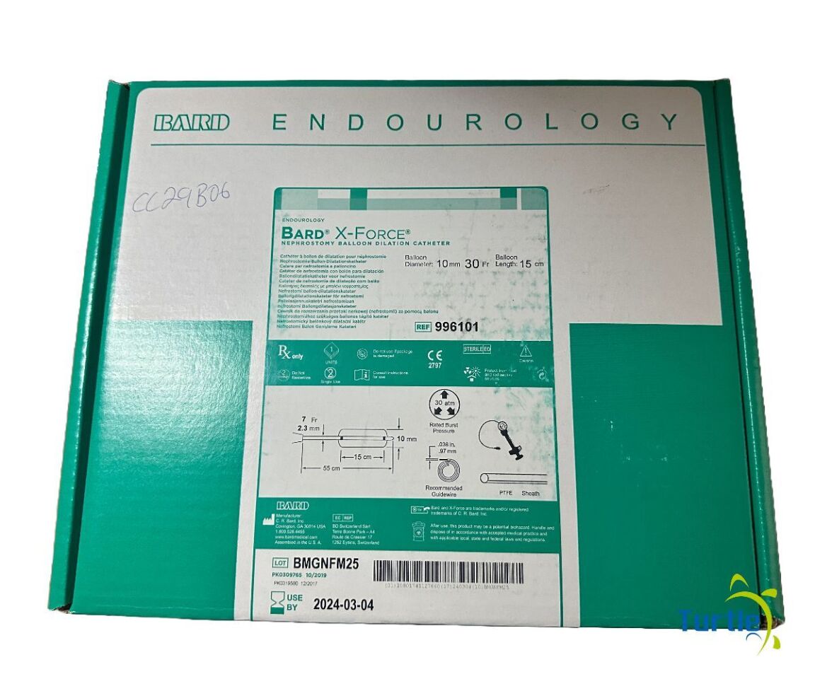 BARD ENDOUROLOGY X-FORCE NEPHROSTOMY BALLOON DILATION CATHETER 10mm 30Fr 15cm REF 996101 DATE 2024-03-04
