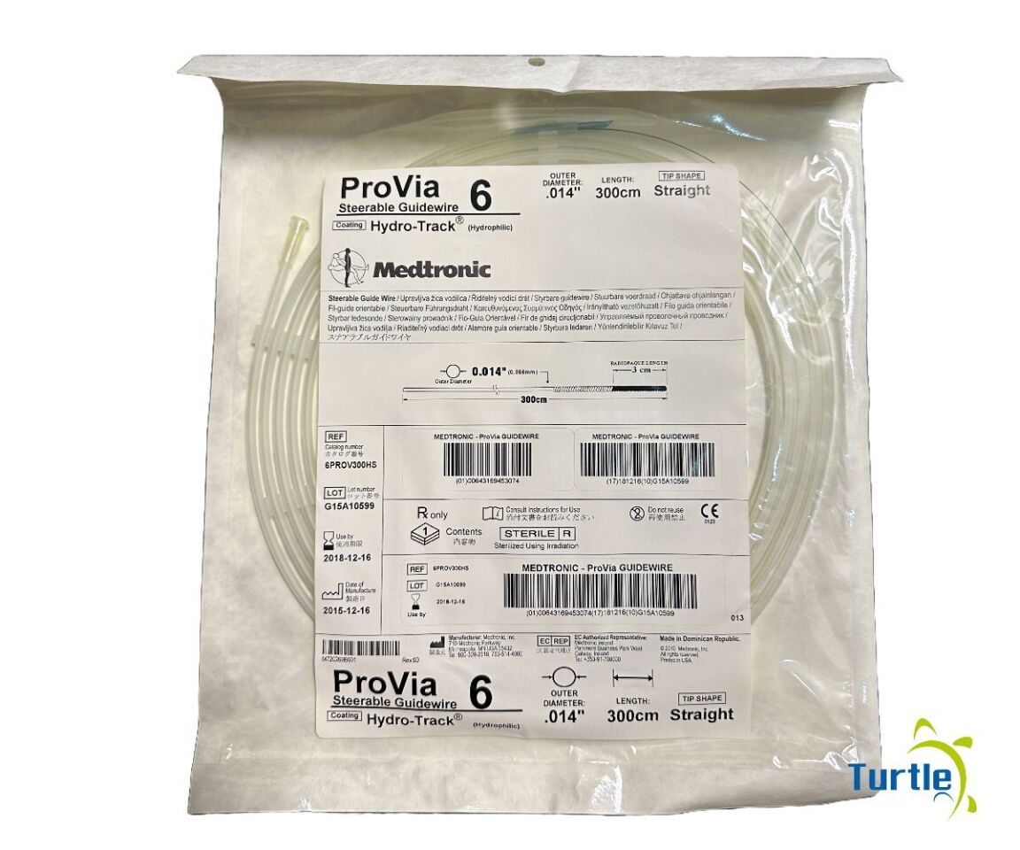 Medtronic ProVia Steerable Guidewire 6 Hydro-Track (Hydrophilic) .014in 300cm Straight REF 6PROV300HS EXPIRED