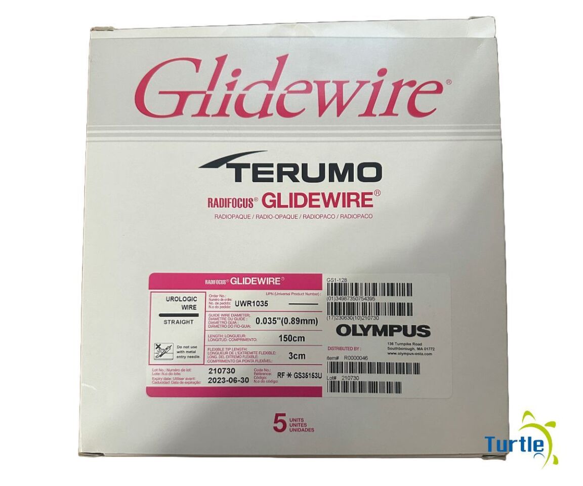 TERUMO RADIFOCUS GLIDEWIRE UROLOGIC WIRE STRAIGHT 0.035" (0.89mm) 150cm 3cm BOX OF 5 REF UWR1035 EXPIRED 2023-06-30