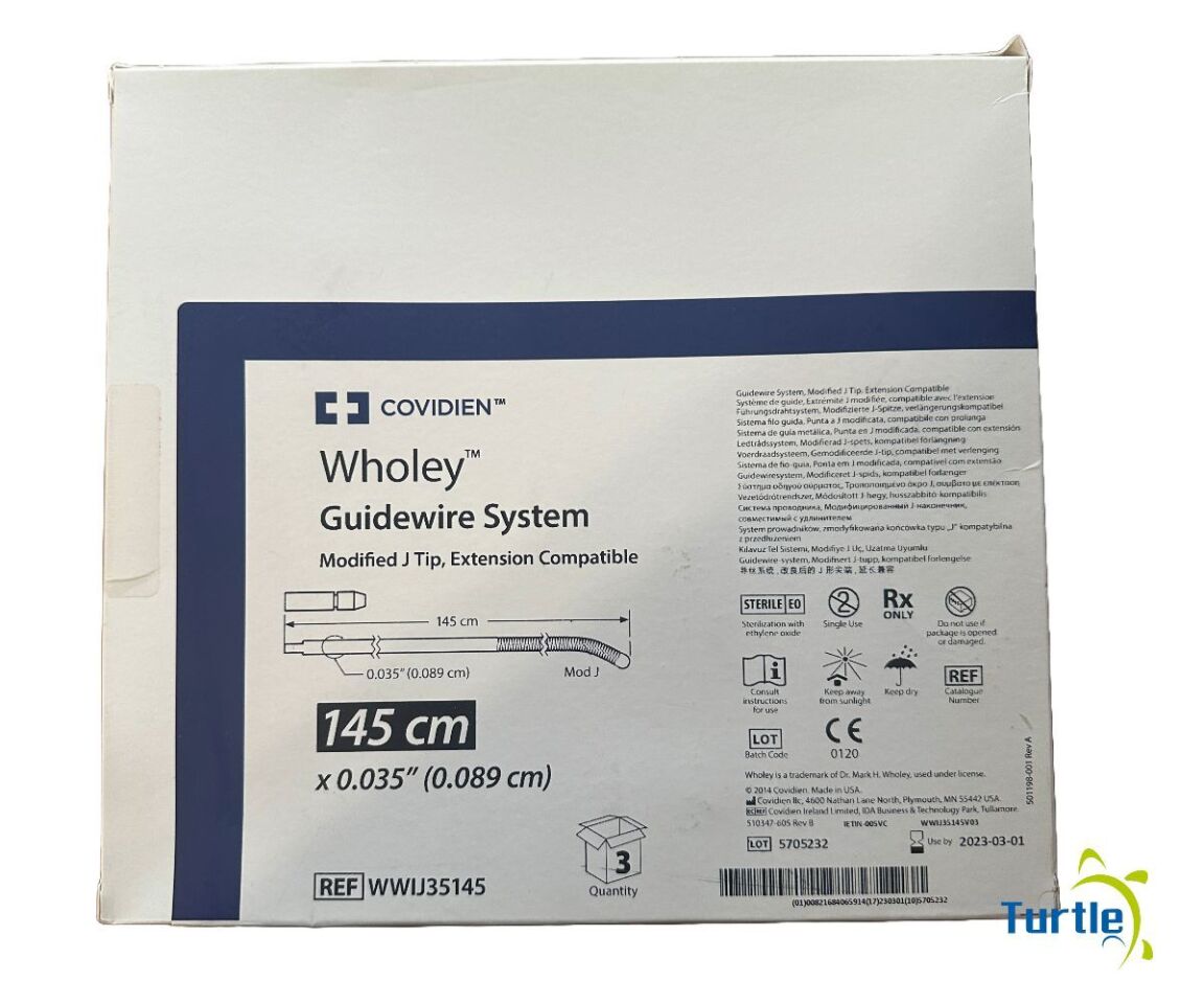 COVIDIEN Wholey Guidewire System Modified J Tip, Extension Compatible 145 cm x 0.035in (0.089 cm) BOX OF 3 REF WWIJ35145 EXPIRE