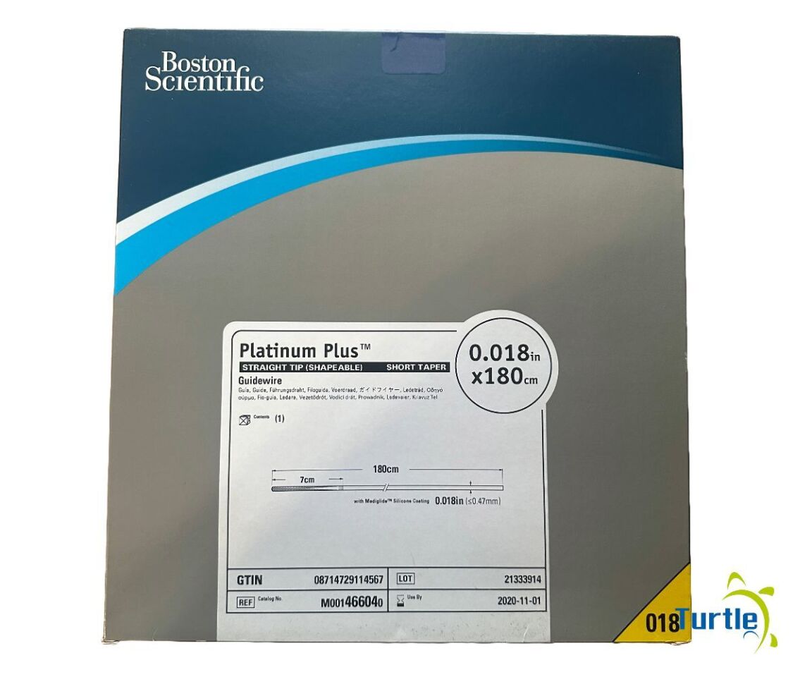 Boston Scientific Platinum Plus STRAIGHT TIP (SHAPEABLE) SHORT TAPER Guidewire 0.018in x 180cm REF M001466040 EXPIRED