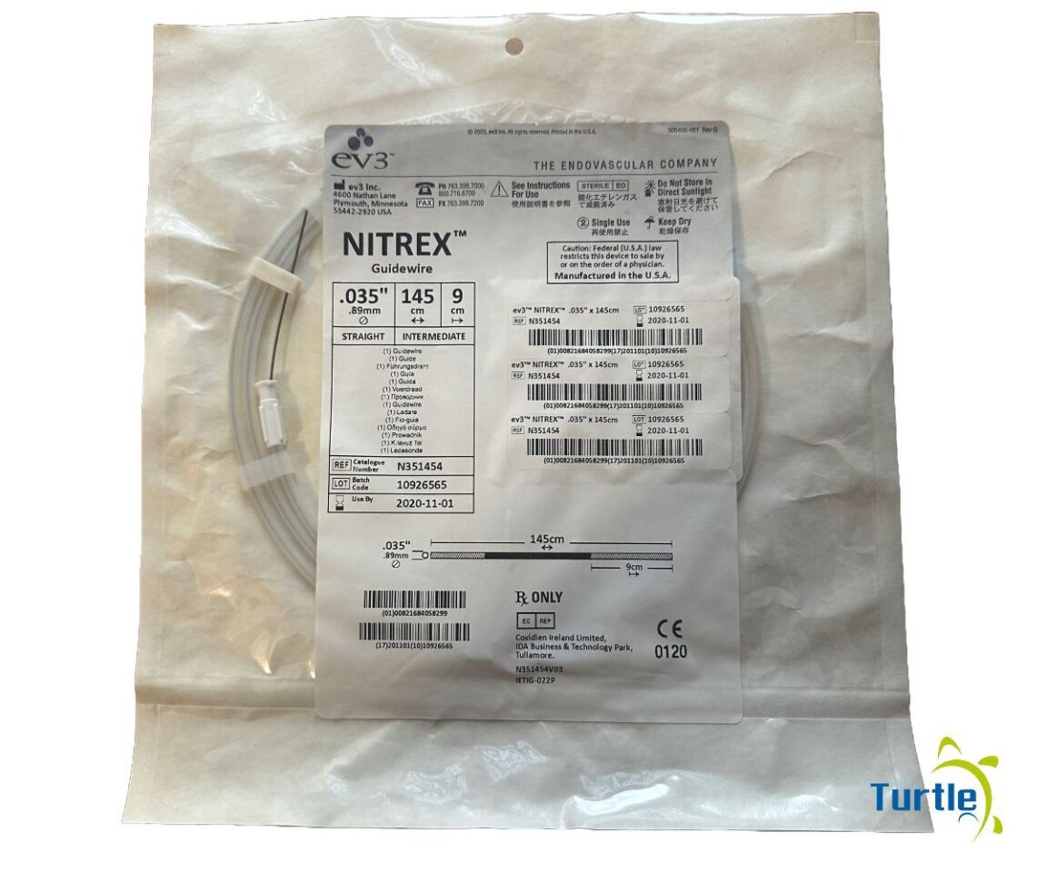 ev3 NITREX Guidewire 035in x 145cm 9cm STRAIGHT REF N351454 EXPIRED