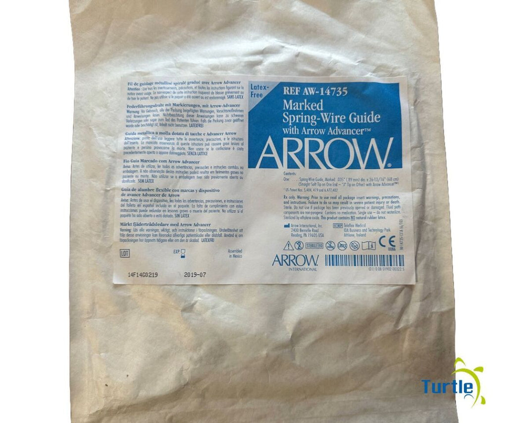 Arrow Spring Wire Guide Packaging ARROW Guidewire Marked Spring-Wire Guide with Arrow Advancer 035in( .8